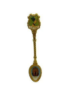 Egyptian Souvenir Gold Collector Spoon Pharaoh & Queen Nefertiti Design 5.5 Inch